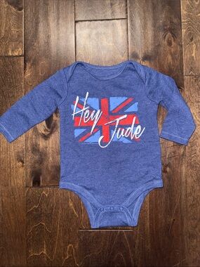 Blue 'Hey Jude' Long-Sleeve Baby Bodysuit